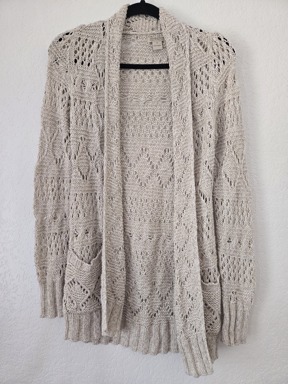 Lucky Brand Cream Open Knit Cardigan Sweater